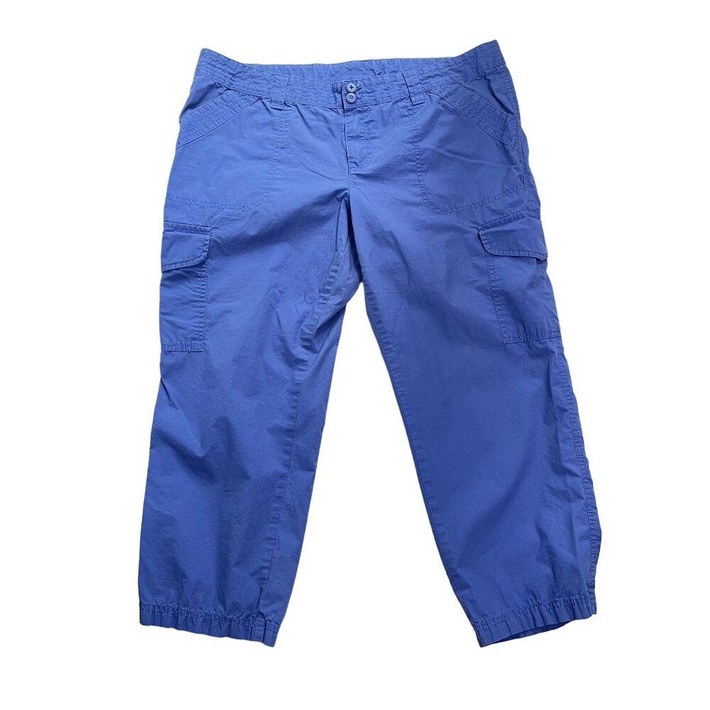 Women Crop Cargo Pants Blue Lightweight Size 14 London Jean u